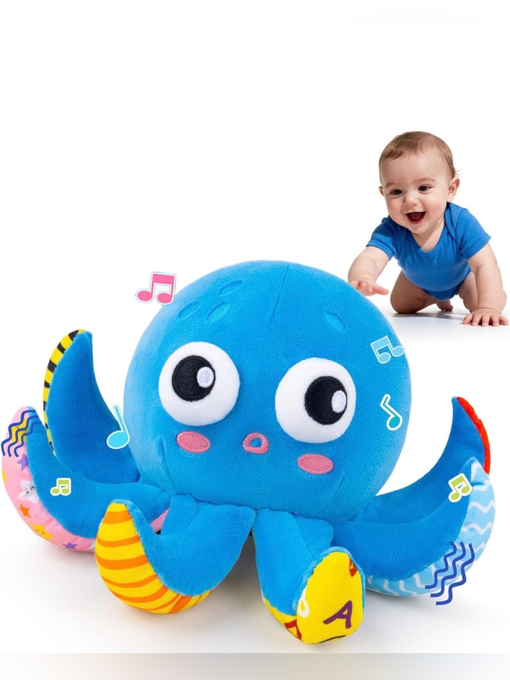 Plush Blue Musical Octopus Toy – Interactive Cuddly Companion